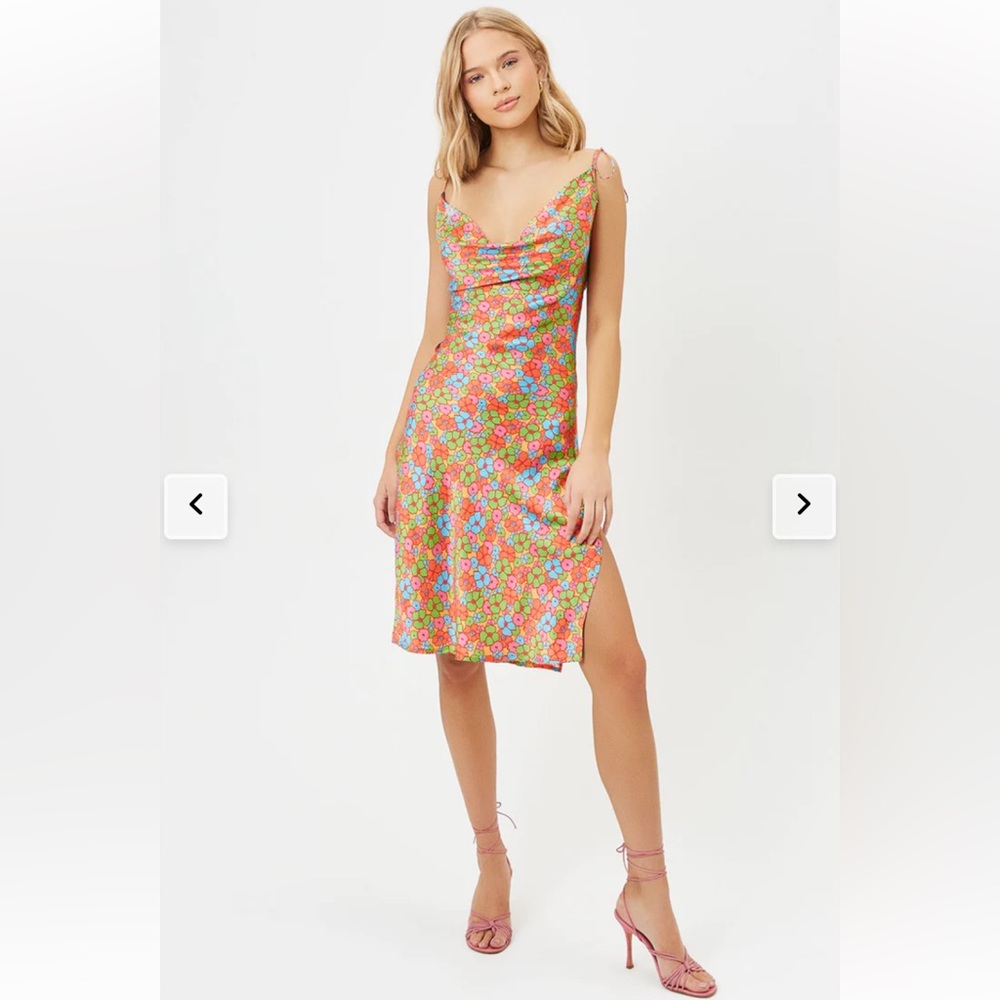 Frankies Bikinis Doll Face Silk Dress in Groovy